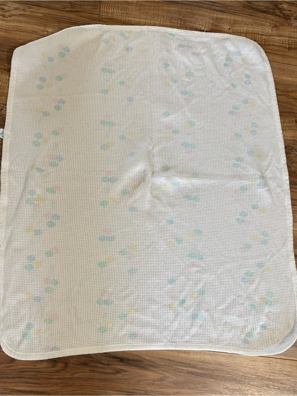 VTG J.E. Morgan Baby Blanket Balloon Waffle Weave Knit Receiving Cotton Pastel